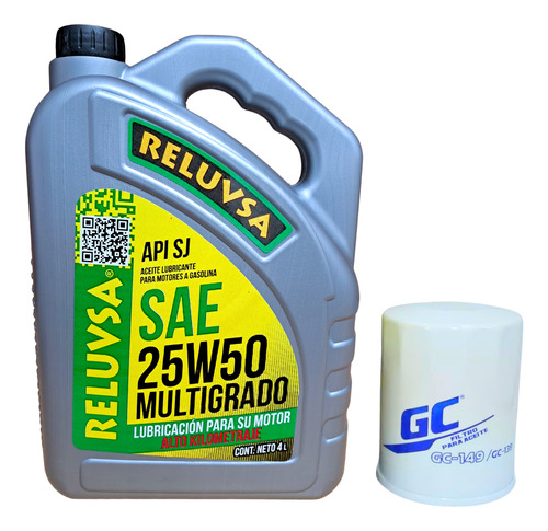 Kit Lubricación Reluvsa 25w50 4l P/ Fiat Uno 2014 2015 2016