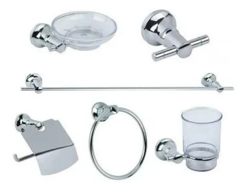 Kit Accesorio Set Baño 6 Piezas 100% Metalico