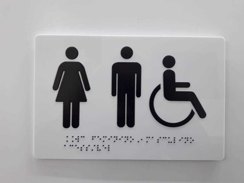 Placa Banheiro Unissex Cadeirante Braille E Relevo