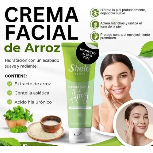 Crema Facial Arroz Con Ácido Hialurónico Piel Sensible Shelo Todo Tipo De Piel Día/noche
