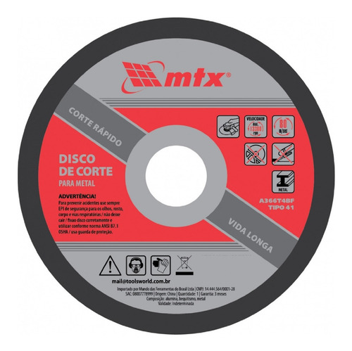 Disco De Corte Para Metal 115 X 1,0 X 22 Mm 7432655 Mtx