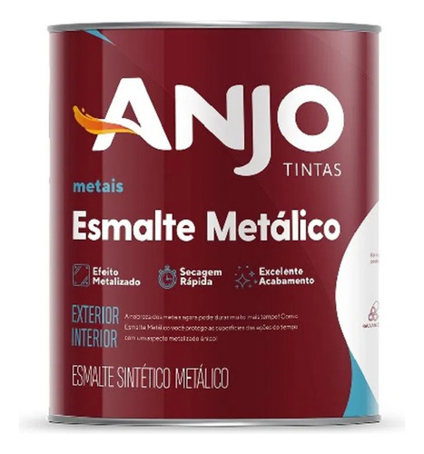 Tinta Esmalte Sintético Metálico Plus 3,6 Litros Para Ferro Direto Na Ferrugem Com Base Solvente E Secagem Rápida Anjo Cor Ouro Talismã