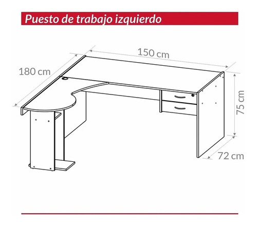 Imagen 4 de 6 de Mesa Escritorio En L, Puesto De Trabajo Izquierdo Cod. 914