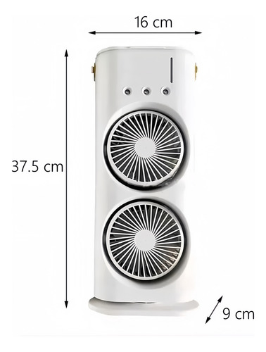 Ventilador Doble Compacto Con Nebulizador Y Luz Led Rgb