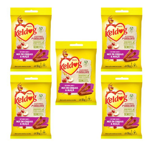 Kit 5 Un Bifinho Cachorro Keldog Mix De Cereais E Maçã 55g