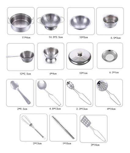 Juego De Utensilios De Cocina De 16 Piezas Para Niños,