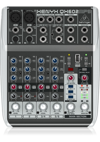 Consola Behringer Xenyx Qx602 Mp3 Reproductor Usb Qx602mp3