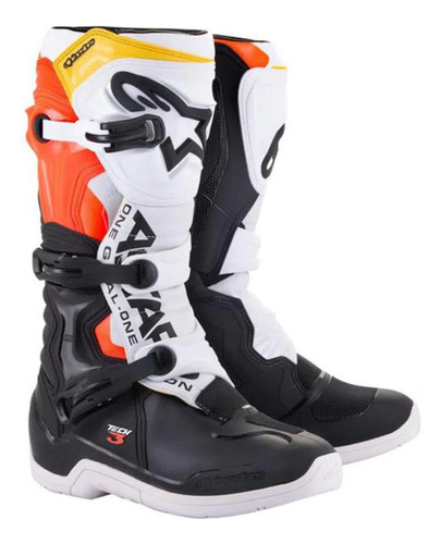 Bota Alpinestars Tech 3 Branco Verm. Fluo Amarelo 11 42/43