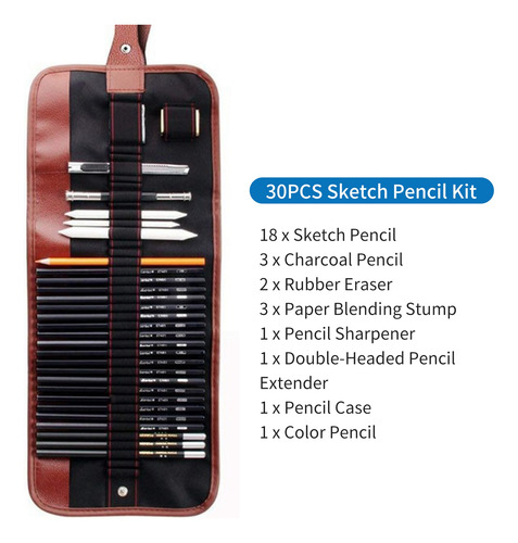 Kit De Dibujo, 30 Unidades, Juego De Lápices Para Dibujar A