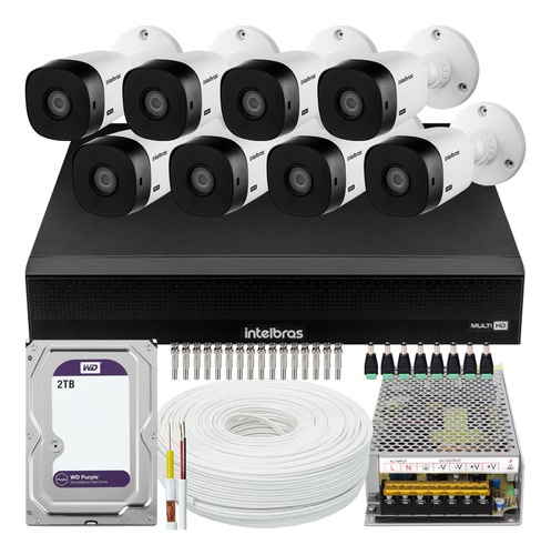 Kit 8 Cameras Seguranca Intelbras Vhl 1220 Full Hd 2t Purple
