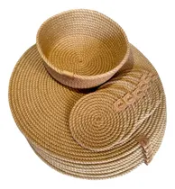 Comprar Set X6 Individual Plato De Sitio Y Posavaso + 1 Panera Yute