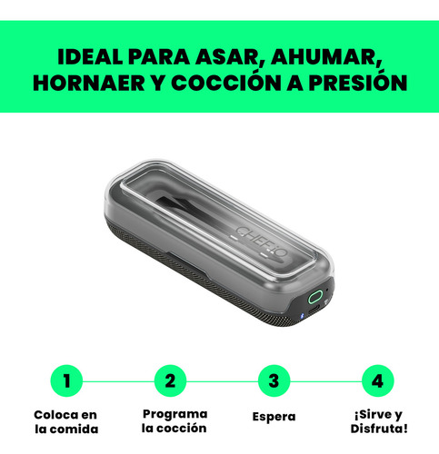 Termómetro Chef IQ Inalámbrico 2 Sondas Smart Bt Wifi Para Proteina Light silver