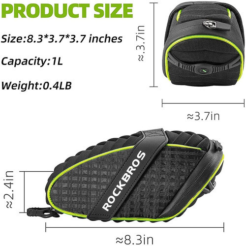 Imagen 6 de 7 de Bolsa De Asiento Sillin Para Bicicleta Luz Led 3d Rockbros