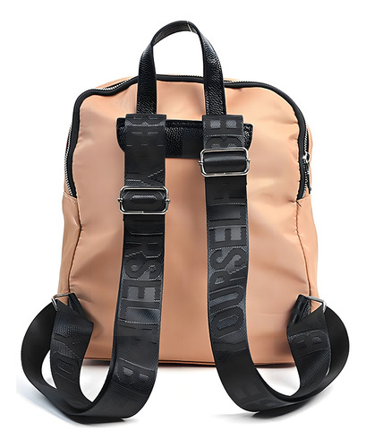 Mochila Canva Casey em nylon e couro PU cor bege
