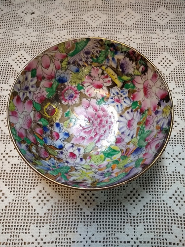 Antiguo Cuenco Porcelana De Macao Mil Flores