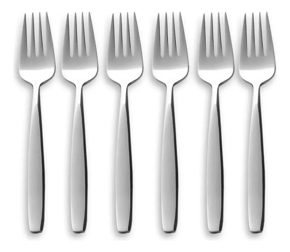 Set X 6 Tenedor Postre Volf Modelo Vento Acero Inoxidable Mango Gris