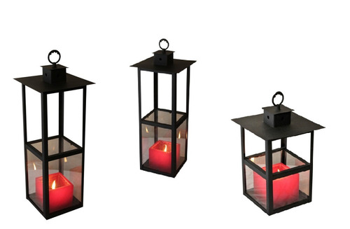 Imagen 2 de 4 de Set X 3 Fanal Farol De Vela 55cm, 45cm, 35cm