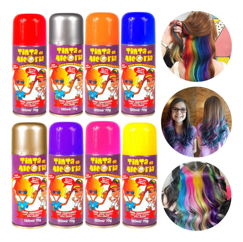 Kit 2 Tintas P/ Pintar Cabelo Maluco Colorido Carnaval Festa Cor 2 Cores Pode