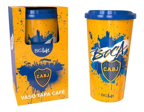 Vaso Tapa Cafe Plástico Mug Con Tapa Boca Juniors Xeneize