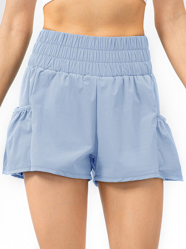 Shorts Deportivos Mujer 2-en-1 Con Bolsillos.cintura Ancha