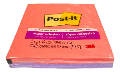 Block Notas Adhesivas Post It Sticky 3x3in Poppy Pink & Lila