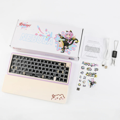 Cidoo Nebula Teclado Mecanico 60% Inalambrico Gamer Custom Rosa