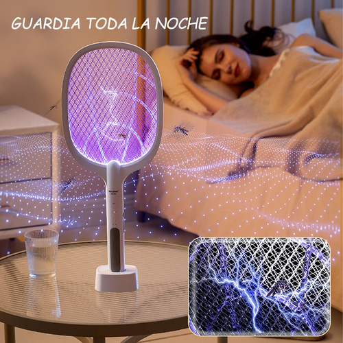 Matamoscas Eléctrico Con Carga Usb Y Base, Portátil/vertical Blanco