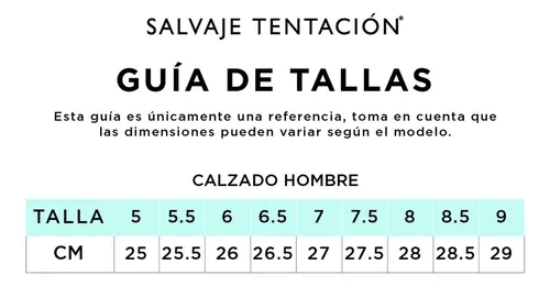 Tallas calzado online hombre