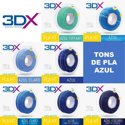 Imagem 4 de 4 de Filamento Pla Azul Escuro Metal 500g 1,75mm 3dx
