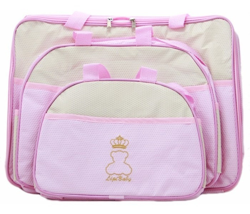 Kit Maternidade Mala Bolsa Frasqueira Mamãe Bebê Rosa Menina