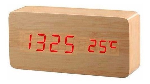 Reloj Despertador De Madera De Bambú