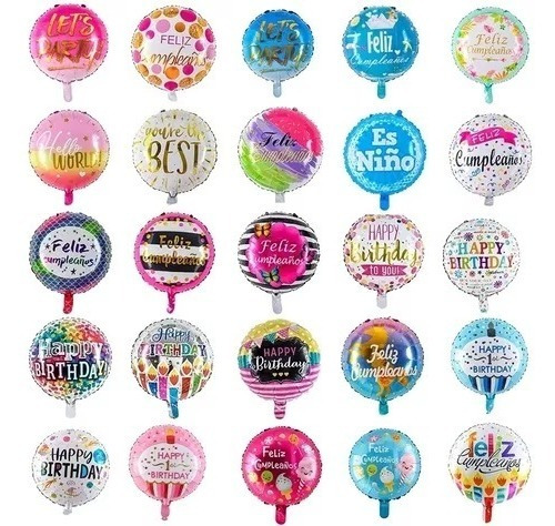 Globos Metálicos 3 Unidades Cumpleaños Surtidos 18 Pulgadas