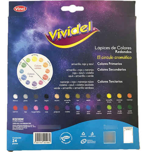 Lapices De Colores Vividel Redondos Vinci Caja C/24 Piezas
