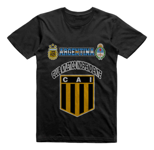 Remera Algodon Negra Independiente De Cruz Del Eje