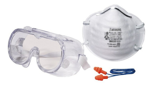 Imagen 1 de 3 de Kit De Seguridad 1 Respirador 8200 N95 + 1 Gafas+ 1 Tapones