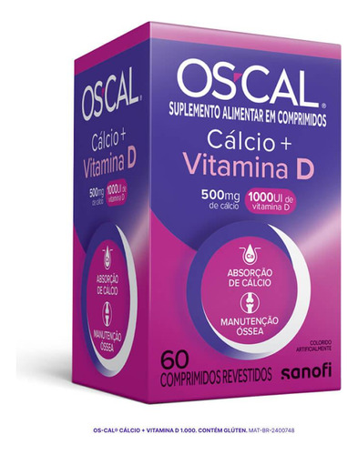 Os-cal D 500mg/1000ui 60 Comprimidos Sanofi