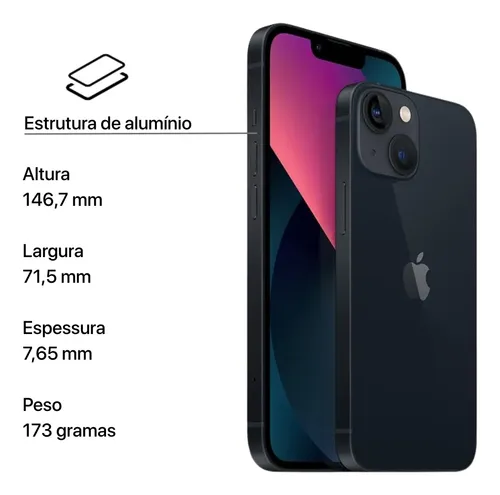 Apple iPhone 13 128gb Preto 5g Envio Imediato C/ Nf Garantia (Novo