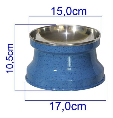Imagem 3 de 3 de Comedouro Alto Gatos Alumínio Azul Gastrobel + Brinquedo