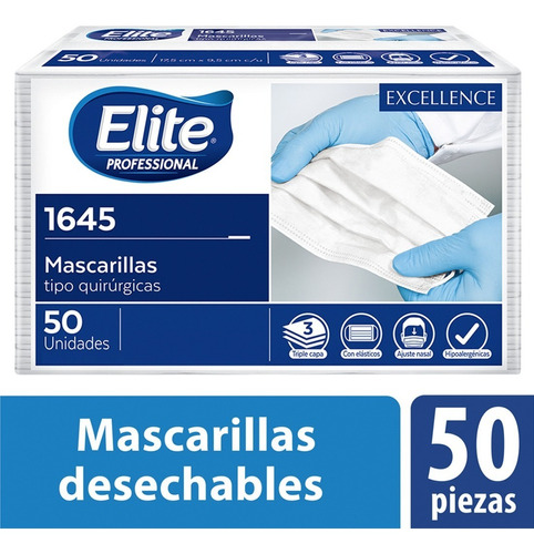 Cubre Boca Elite Professional Caja Con 50 Pzs