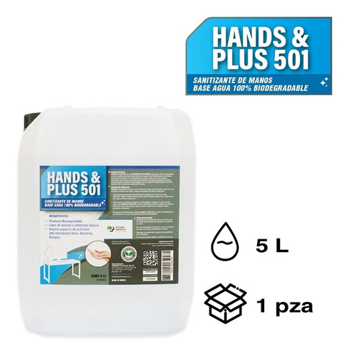 Imagen 2 de 4 de Hands & Plus 501 - Desinfectante Cuaternario De Manos 5l