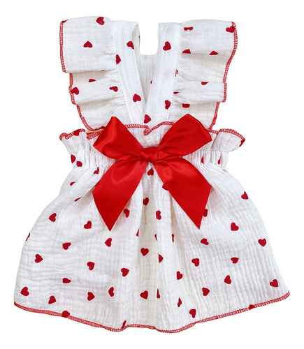 Qwinee Vestido Para Perro Y Gato Con Estampado De Corazón, 