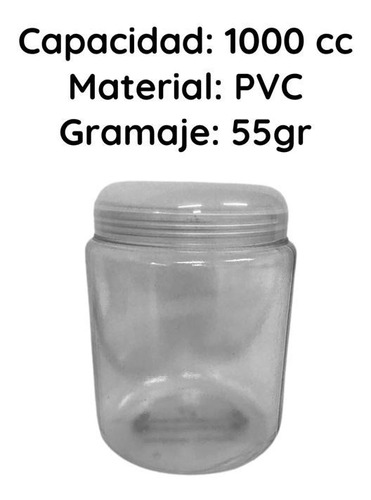 Imagen 7 de 10 de Potes Plasticos 1000 Cc Redondo Pvc X 75 Un.
