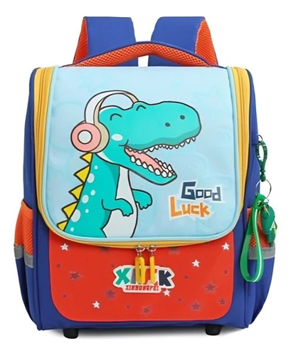 Mochila Escolar Dino Astronauta Con Llavero