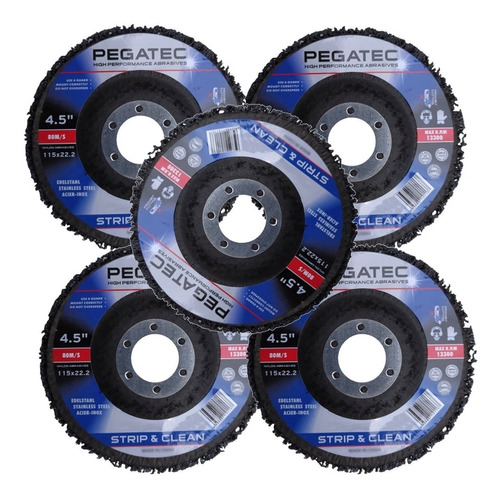 5 Discos Remulver 115mm Strip & Clear Pegatec Cor Preto