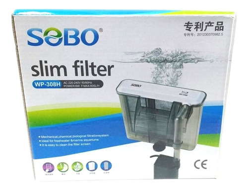 Sobo Filtro Hangon Slim Wp-308h 600l/h P/ Aquarios 120l 127v