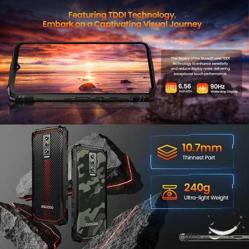 Smartphone Doogee Blade 10 Teléfono Resistente 9gb Ram 128gb Rom 5150mah Dual Sim Impermeable Celular Face Id/gps/otg/android 14