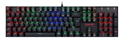 Teclado gamer Redragon Vara K551 QWERTY Outemu Blue inglés US color negro con luz RGB