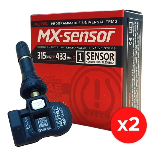  2 Pack Sensor Llanta Autel Mx-sensor 315 Y 433 Mhz Negro 