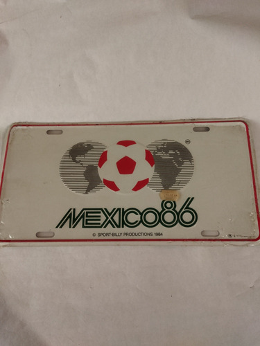 Placa Metalica Auto Mundial De Fútbol México 86 Vintage 