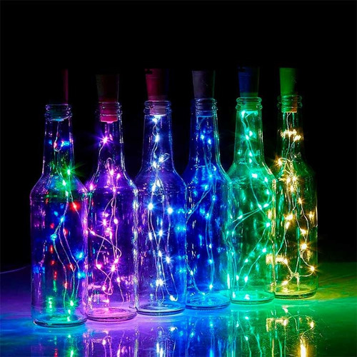 Imagen 2 de 4 de Luces Guirnalda Microled Rgb Alambre Tira 20 Led 2mt A Pilas